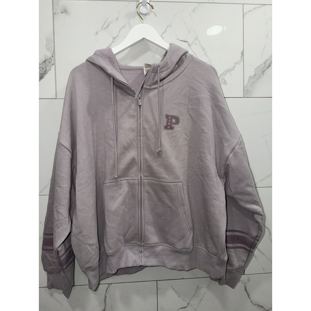 NEW PINK Victoria's Secret Mauve Full Zip Hoodie Campus Size XL
